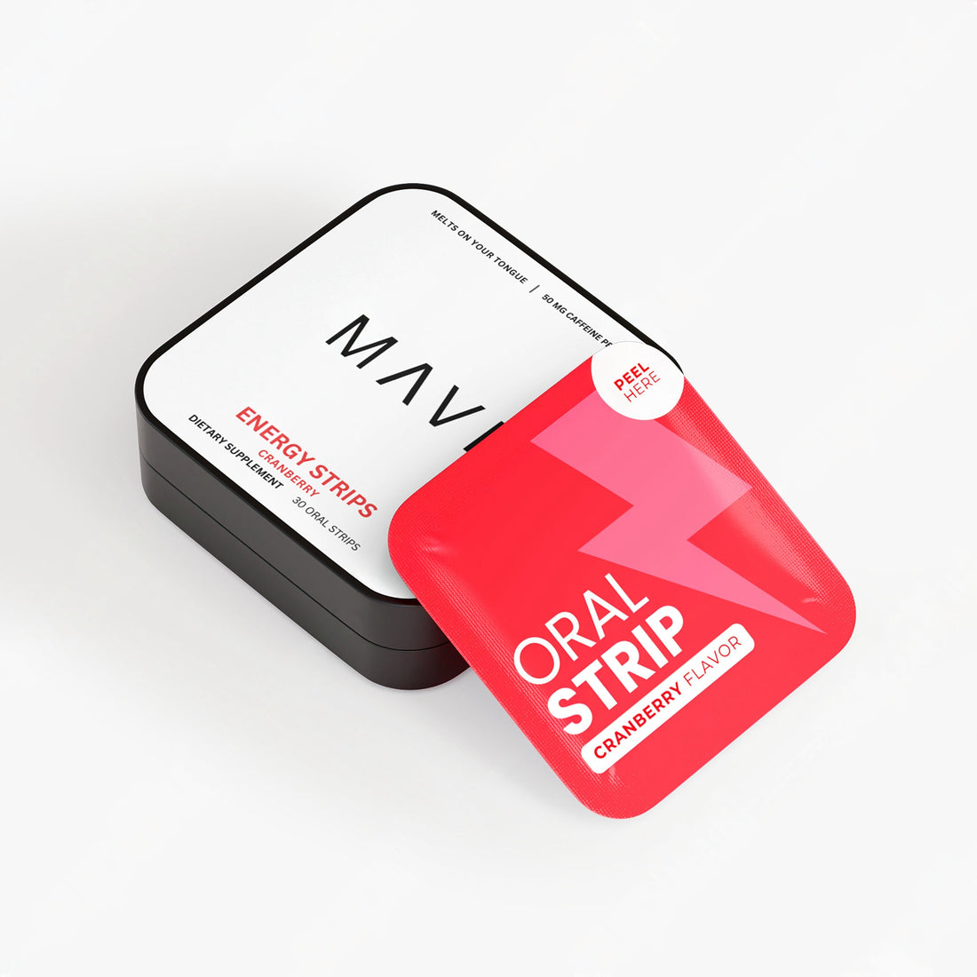 Mavi Energy Strips tin with an oral strip