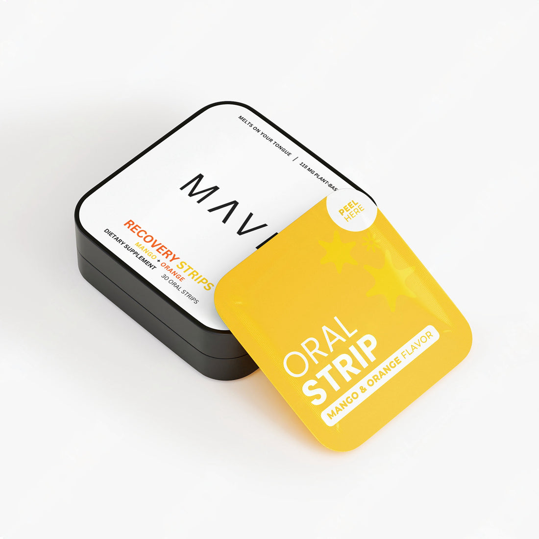 Mavi Recovery Strips tin with an oral strip